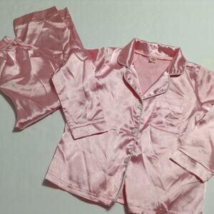 Satin Pajamas Girls Pink 110 Pjs Long Sleeve 2 Piece Foshan Shiyao Clothing